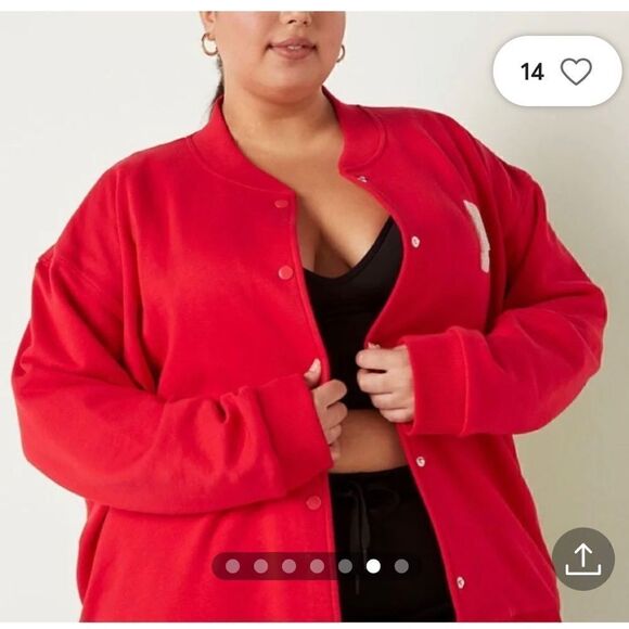 VS PINK plus size XXL men/womens VARSITY logo JACKET RED - Picture 2 of 6